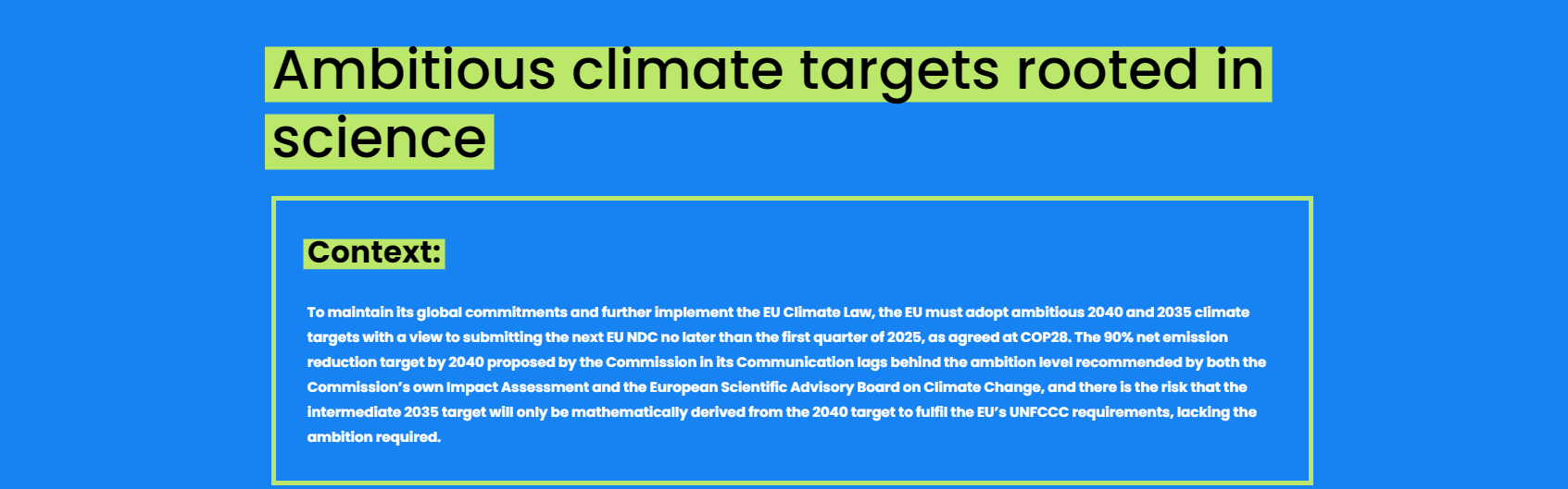 While we continue preparations for an event with policymakers to discuss the results of our CO2ol Down workshops, we are pleased that the process, and specifically the three targets approach, is already having an impact on the NGO community, as indicated by the ‘Vote Nature Alliance’ defining a position on separate targets as one of their key questions for forthcoming European Commissioner hearings: https://www.commissionerhearings.eu/#climatetargets .

The Vote Nature Alliance is a coalition of leading environmental organisations, including the WWF European Policy Office, Transport & Environment, CAN Europe, BirdLife Europe and the EEB.